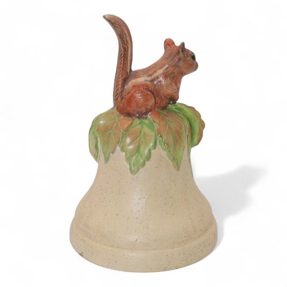 Vintage Hand-Painted Ceramic Squirrel Bell With Leaf Accent - Woodland Décor - Picture 3 of 5